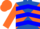 Silk - Royal blue and orange diagonal quarters, blue chevrons on orange sleeves, orange cap