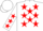 Silk - White, red stars, white sleeves, red stars on white cap