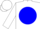 Silk - White, white peace sign on blue ball, white cap