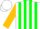 Silk - White, yellow emblem, green stripes on gold sleeves, white cap
