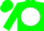 Silk - Green, green 'f' on white ball, white band on sleeves, green cap