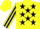 Silk - Yellow,black stars,black stripe on sleeves, yellow cap