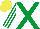 Silk - White, emerald green cross belts, striped sleeves, yellow cap