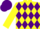 Silk - Yellow, yellow 'y-lo', yellow & purple diamonds on yellow sleeves, purple cap
