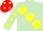 Silk - Light green, large yellow spots, yellow spots on sleeves, red cap, yellow spots