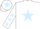 Silk - White, light blue star, white sleeves, light blue stars, white cap, light blue star
