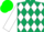 Silk - Dark green, white diamonds, white diamonds seam on sleeves, green cap
