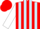 Silk - Red and Light Blue stripes, White sleeves, Red cap
