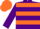 Silk - Purple, orange hoops, yellow bars on purple sleeves, orange cap