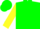 Silk - Green, black circled yellow 'r' on yellow 'x', yellow bars on sleeves
