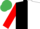 Silk - Black and white (halved), red sleeves, emerald green cap