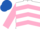 Silk - White, pink chevrons and sleeves, royal blue cap