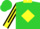 Silk - Lime green, black 'sleepy hollow racing' & racehorse emblem, yellow diamond stripe on sleeves, yellow cuffs & collar