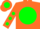 Silk - Fluorescent orange, orange 'u' in neon green ball, neon green dots on slvs