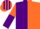 Silk - Purple and orange (halved), sleeves reversed, purple and orange striped cap