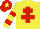 Silk - Yellow, red cross of lorraine, hooped sleeves, red cap, yellow star