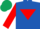 Silk - Royal blue, red inverted triangle, red sleeves, dark green cap