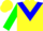 Silk - Yellow, blue triangular panel, green sleeves, yellow cap