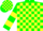 Silk - Green and yellow blocks, green and yellow bars on sleeves