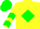 Silk - Yellow, green 'l' in diamond frame, green chevrons on sleeves, green cap