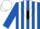 Silk - Royal blue & white vertical stripes, royal blue '1' on black chevron, royal blue & white cap