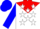 Silk - White, red yoke, blue and red 'ap', white stars, blue sleeves, red and blue cap