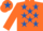 Silk - Orange, Royal Blue stars, Orange cap, Royal Blue star