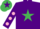 Silk - Purple, emerald green star, purple sleeves, pink spots, emerald green cap, purple star