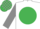 Silk - White, emerald green disc, grey sleeves, emerald green and grey check cap