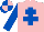 Silk - Pink, royal blue cross of lorraine and sleeves, royal blue and pink quartered cap