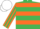 Silk - Emerald green, orange hoops, orange and emerald green striped sleeves, white cap