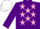 Silk - Purple, pink stars, pink and purple chevrons on sleeves, white cap