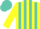 Silk - Yellow, turquoise stripes, turquoise stripe on yellow sleeves, turquoise cap