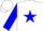 Silk - White, white 'jrc' on blue star, red & blue opposing sleeves, white cap