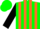 Silk - Green, orange stripes on black sleeves, green cap