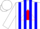 Silk - White, blue stripes, white 'bwr' on red triangle