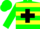 Silk - Green, yellow hoops, black cross on yellow emblem
