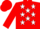 Silk - Red, white stars, black 'flg' and black bar sleeve, white stars on red cap