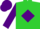 Silk - Lime, purple diamond, purple butterfly on sleeves, purple cap