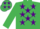 Silk - Emerald green, purple stars, emerald green sleeves, purple stars on cap
