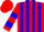 Silk - Red, blue stripes, blue bars on sleeves, red cap