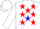 Silk - White, red stars on blue v sash, white cap
