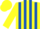 Silk - Yellow, royal blue stripes, yellow cap
