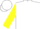 Silk - White, white 'hb' on navy framed yellow, navy & white block, yellow hoops on navy slvs, white cap