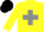 Silk - Yellow, grey cross, black cap