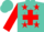 Silk - Turquoise,  red cross, red stars and cuffs on sleeves, turquoise cap