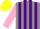 Silk - Grey and purple stripes, pink sleeves, yellow cap