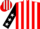 Silk - Red and white stripes, black sleeves, white stars, striped cap