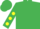 Silk - Emerald green, yellow 't', yellow dots on slvs