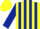 Silk - Yellow body, dark blue striped, dark blue arms, yellow cap